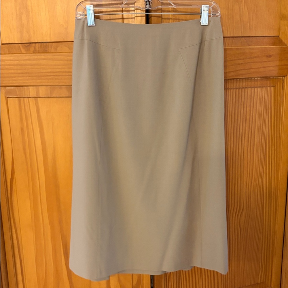 Talbots Tan Khaki Fully Lined Classic Straight Midi Skirt Vintage Y2K 8 = 6